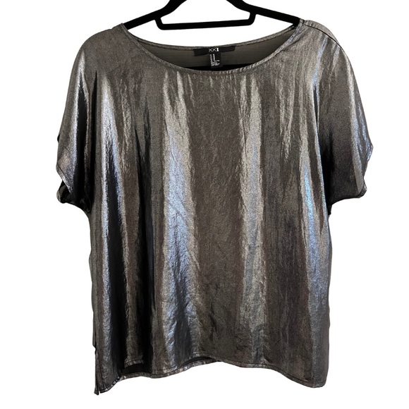 Forever 21 Tops - Dark Silver Gray Metallic Sheer Top by XXI